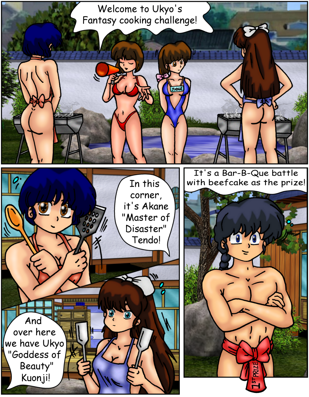 Xbooru Akane Tendo Apron Ass Bikini Breasts Comic Dreamlover Huge Breasts Kasumi Tendo Nabiki