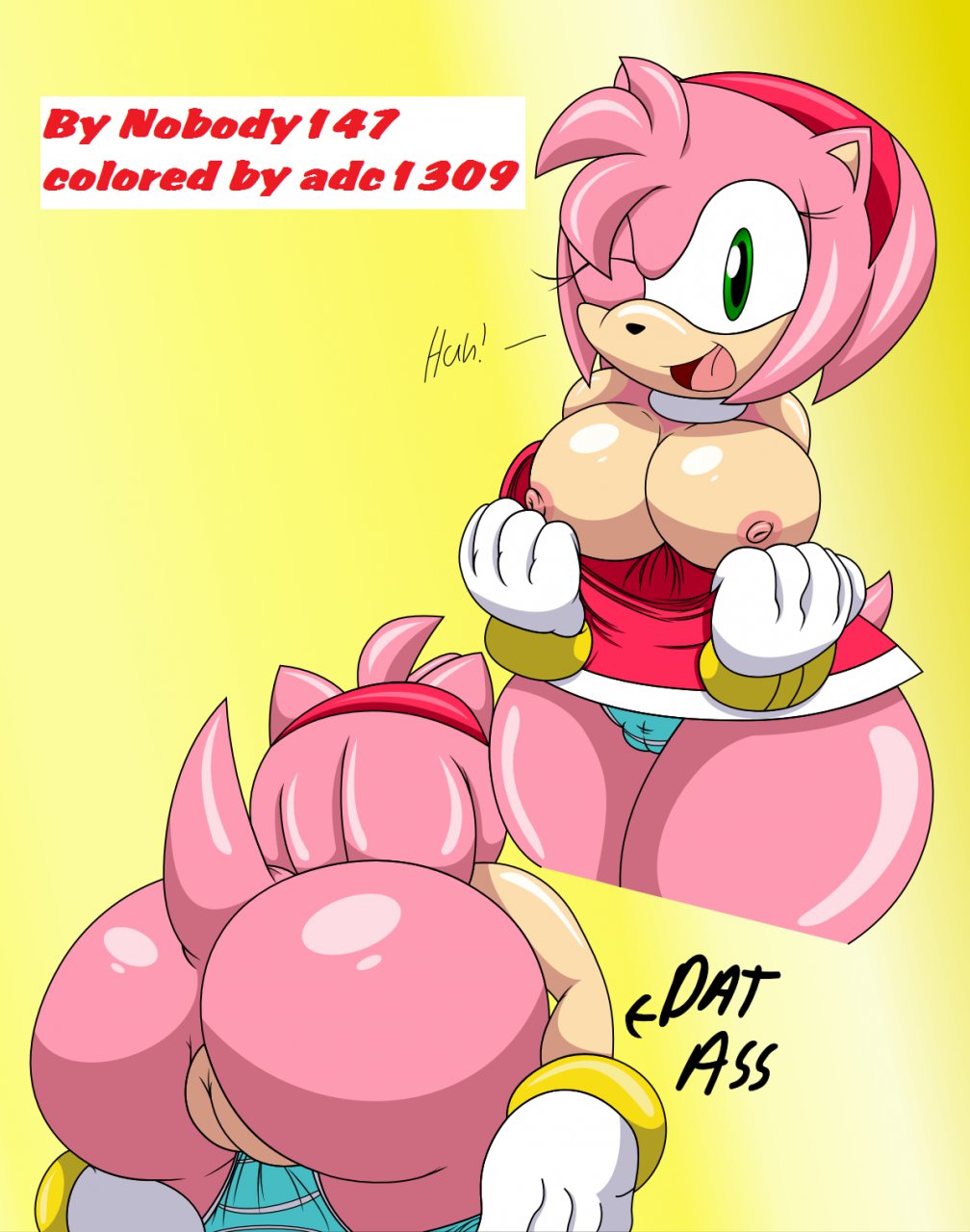 Xbooru 2013 Amy Rose Ass Big Breasts Breasts Clothing Cute Dat Ass Dialog Dress Female Furry