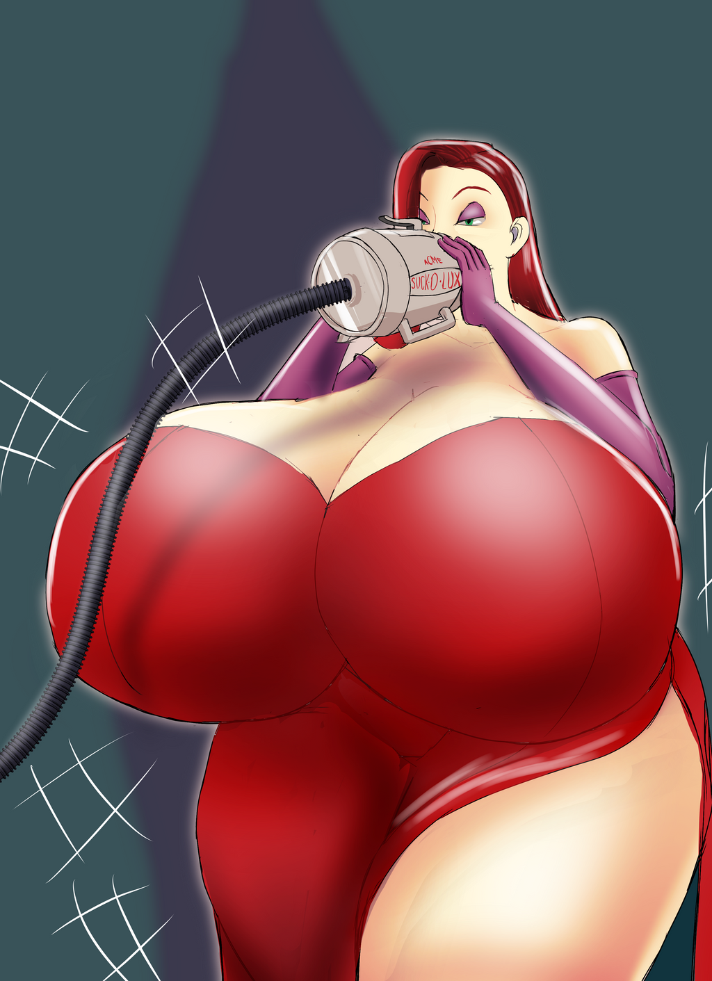 breast_expansion butt_expansion disney gigantic_ass gigantic_breasts gluttony-witch hourglass_figure jessica_rabbit red_hair voluptuous who_framed_roger_rabbit