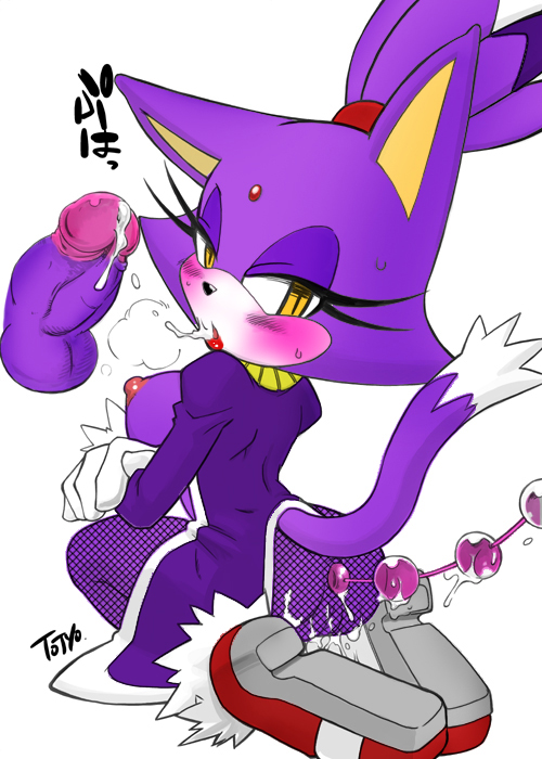 aku_tojyo anal_beads animal_ears anus ass back beads blaze_the_cat breasts breath cat cat_ears cat_eyes cat_tail cum cum_in_mouth erection furry kneeling looking_back nipples no_panties oral penis pussy sega shoes simple_background slit_pupils sonic sonic_team sonic_the_hedgehog sweat tail tojyo wet_anus white_background