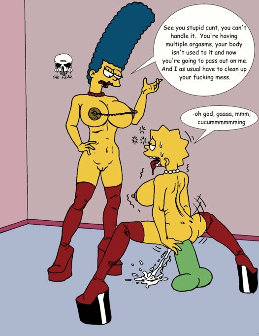 cum dildo lisa_simpson marge_simpson mother_and_daughter multiple_orgasms pearls the_fear the_simpsons yellow_skin