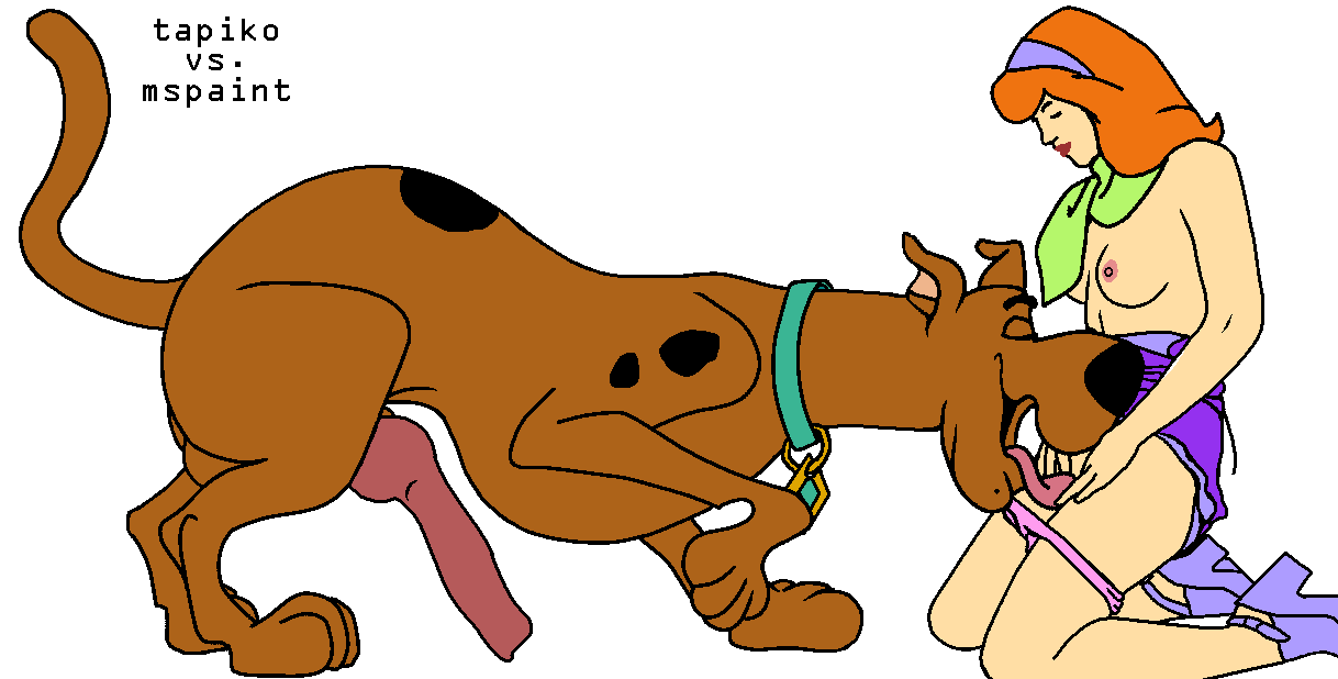 beastiality breasts daphne_blake dog hairband panties panties_around_legs partially_clothed red_hair scooby scooby-doo shoes undressing