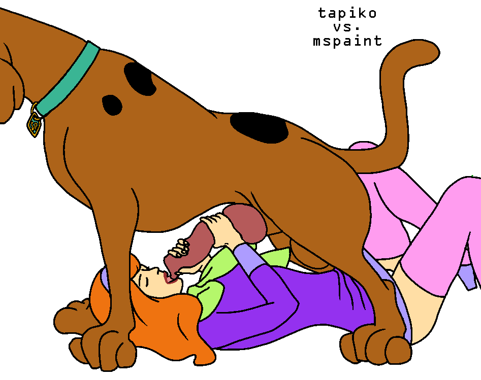 beastiality canine closed_eyes daphne_blake dog dress dress_lift hairband penis red_hair scooby scooby-doo stockings