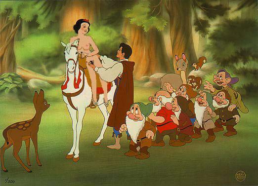 bashful_(character) breasts deer disney doc_(character) dopey_(character) dwarf edit female grumpy_(character) happy_(character) horse human male nipples nude princess_snow_white sleepy_(character) smile sneezy_(character) snow_white_and_the_seven_dwarfs the_prince_(character)