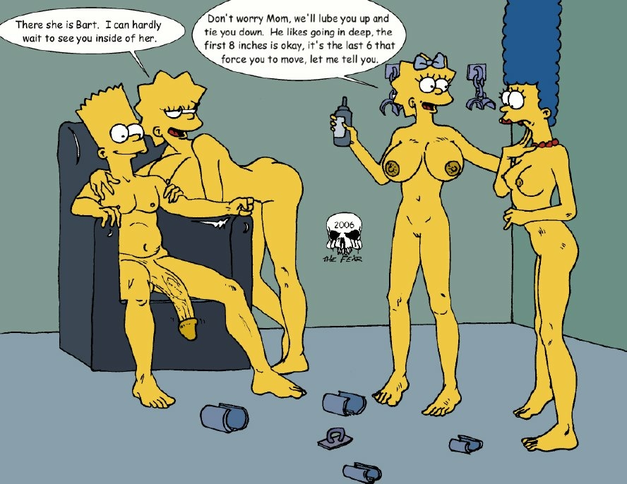 armchair ass bart_simpson big_penis breasts lisa_simpson maggie_simpson marge_simpson nude penis smile the_fear the_simpsons yellow_skin