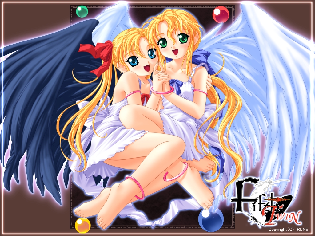 2girls angel angel_wings fifth_twin rune