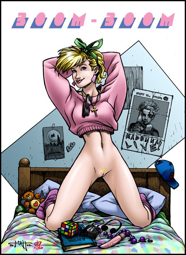 1girl 2002 90s armpits boom-boom bottomless breasts dated female female_only marvel marvel_comics new_mutants oni_(artist) pubic_hair pussy sex_toy solo spread_legs sunglasses tabitha_smith tcatt uncensored vibrator x-force x-men