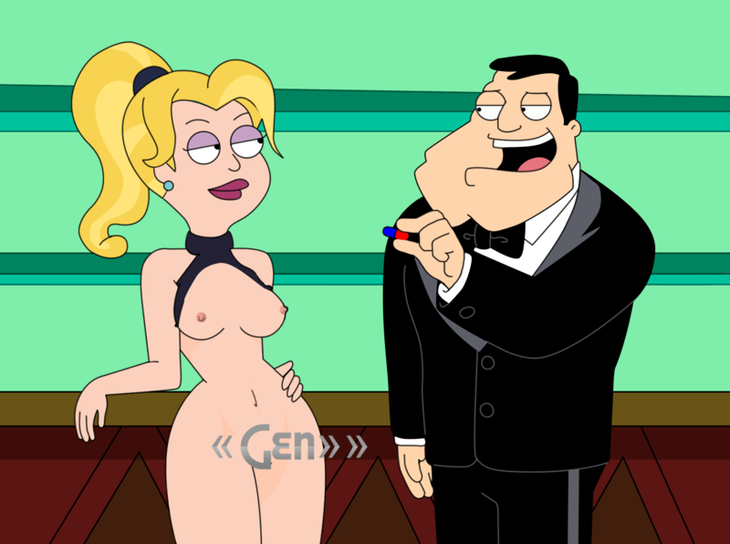 american_dad black_hair blonde_hair breasts earring francine_smith hairless_pussy lipstick nipple ponytail pussy sexpun_t'come short_hair stan_smith