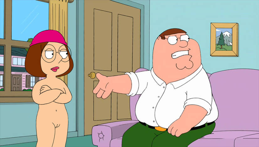 arms_crossed family_guy glasses hat meg_griffin nude peter_griffin