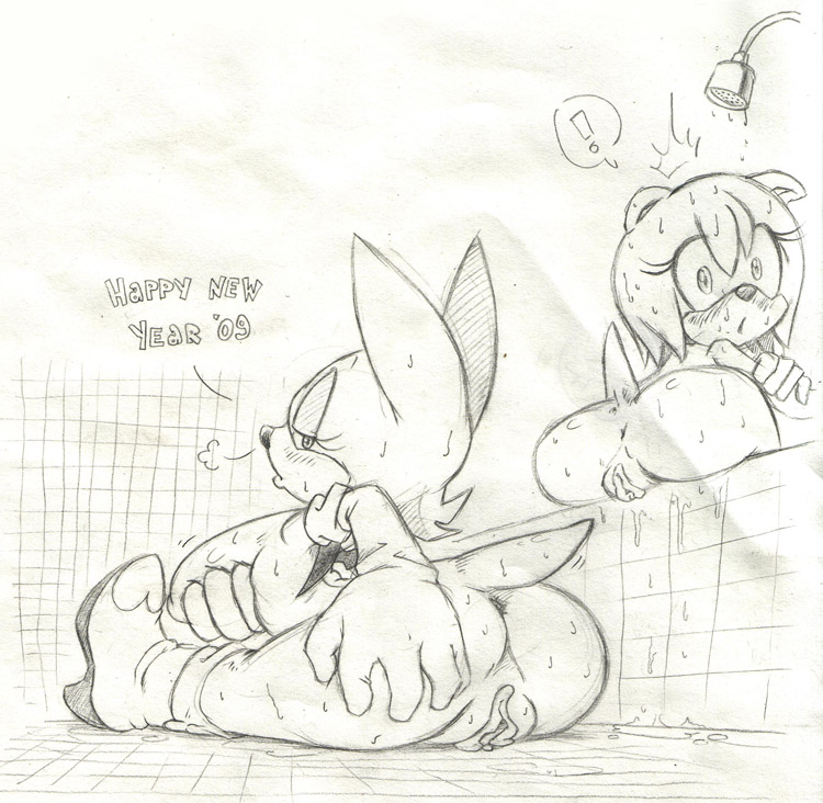! amy_rose ass jiky rouge_the_bat shower sonic sonic_team text