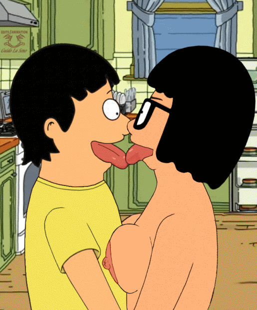 ass bob's_burgers bottomless breasts brother_and_sister fellatio french_kiss funny gene_belcher gif guido_l incest kissing kitchen nude smile swallow tina_belcher tongues