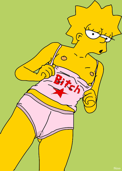 bitch_(text) bitch_(text_alone) female green_background lisa_simpson nipples sino tagme text the_simpsons yellow_skin