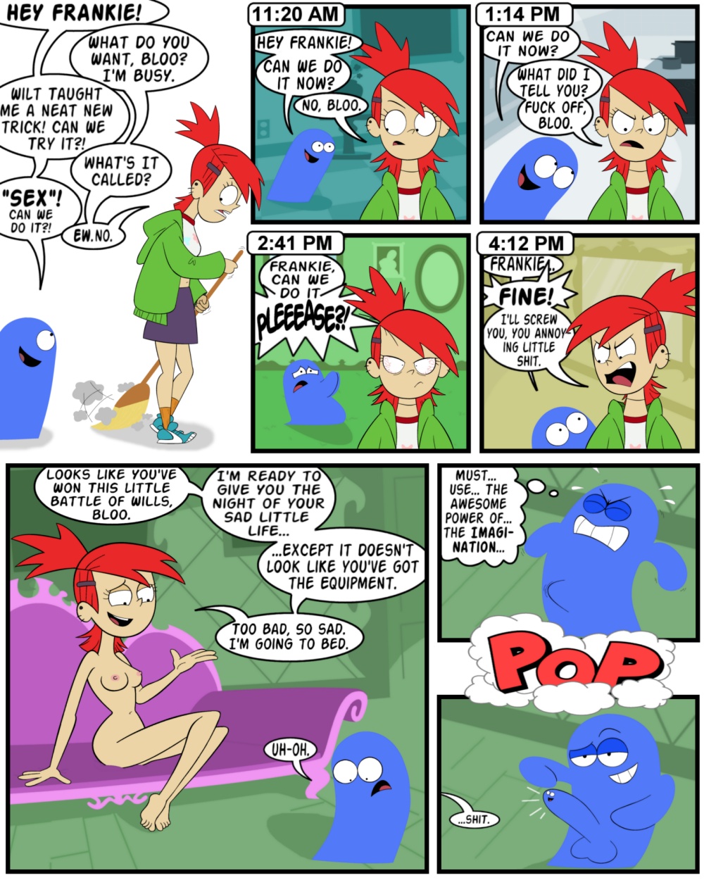 bloo blooregard breasts chunk chunk_(artist) erect_nipples erection foster's_home_for_imaginary_friends foster's_home_for_imaginary_friends frankie_foster nipples nude penis red_hair