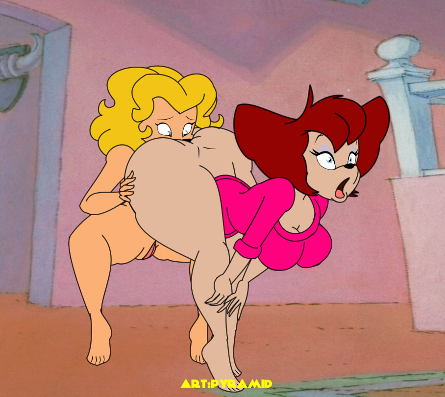 2_girls ambiguous_penetration anilingus big_ass breasts face_in_ass furry_only goof_troop hand_on_ass hands_on_legs legs_open mouth_open ms_pennypacker nude_female peg_pete pussylicking pyramid_(artist) semi_nude yuri