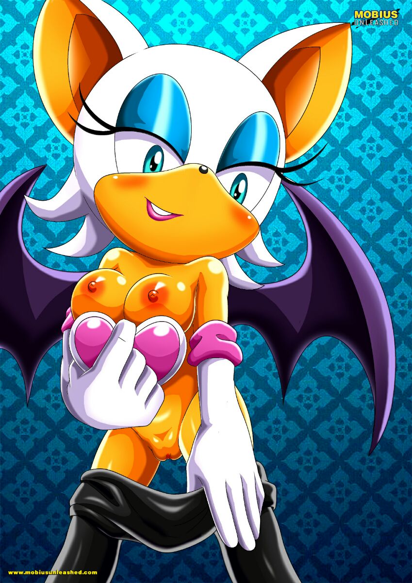 1girl bbmbbf big_breasts breasts erect_nipples looking_at_viewer mobius_unleashed palcomix rouge_the_bat sega sonic_(series) sonic_the_hedgehog_(series) striping suggestive topless vagina