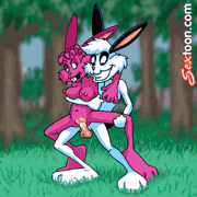 animated female gif hetero lagomorph male penis rabbit sex sextoon standing