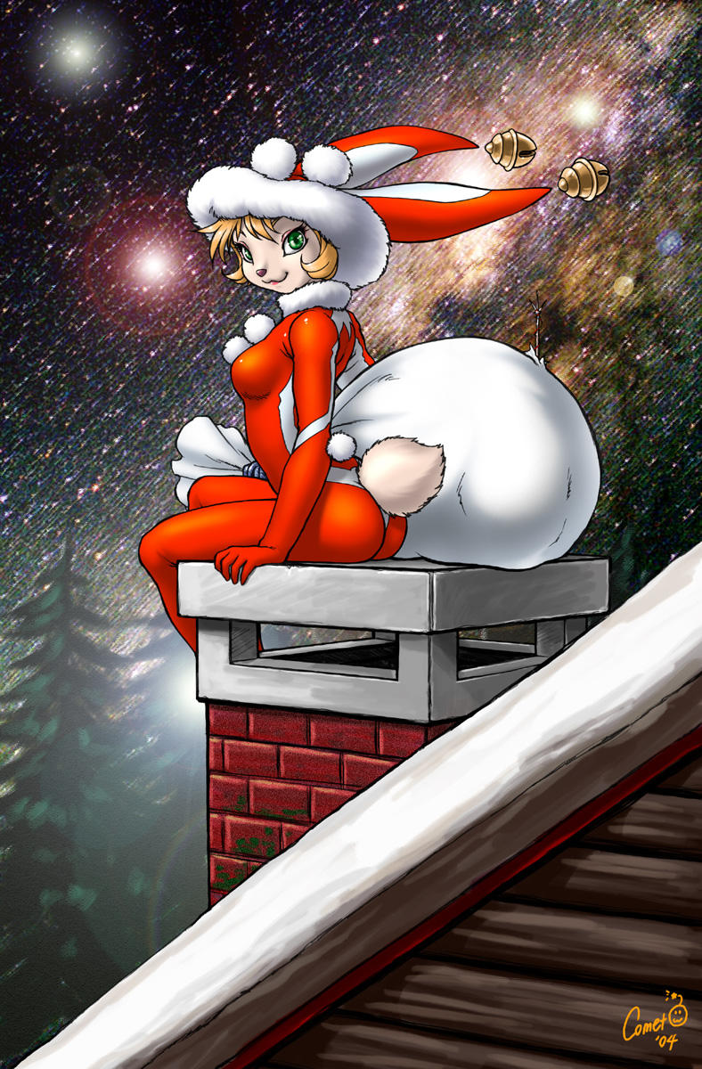 bell bunny_ears chimney christmas cleavage dr_comet furry gift_bag holiday santa_claus skin_tight