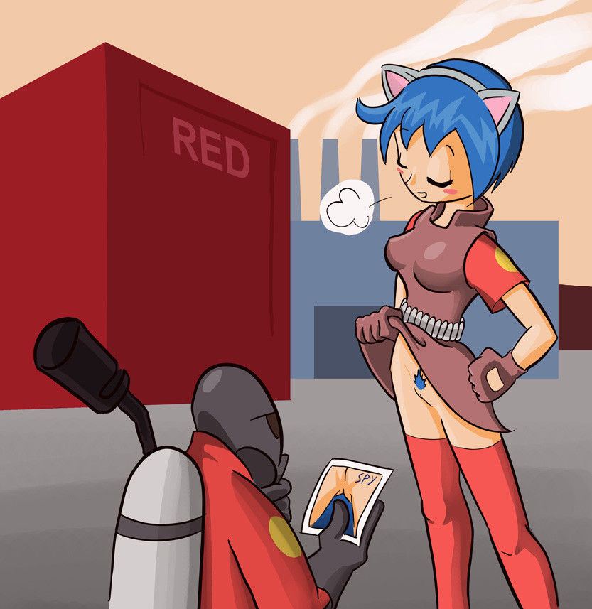 female genderswap heavy_weapons_guy josue_pereira photo_(object) pussy pyro skirt skirt_lift spycheck team_fortress_2 the_heavy the_pyro thighhighs