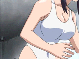 1girl angry animated animated_gif asagiri_junko bare_shoulders big_breasts blue_eyes bounce bouncing_breasts breast_grab breasts cleavage clenched_hand clenched_teeth close-up collarbone desert_punk fight fighting_stance gif grabbing grope hair hands high_heel junko large_breasts leotard lips long_hair low_res lowres motion_blur ponytail purple_hair solo sparkle standing sunabouzu sunabozu teeth