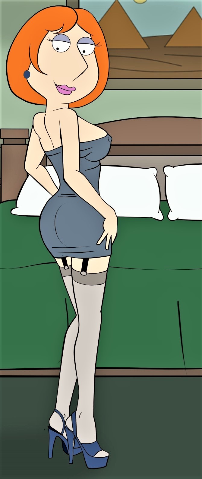 Xbooru - big breasts dress erect nipples under clothes family guy high  heels lois griffin stockings thighs | 961349