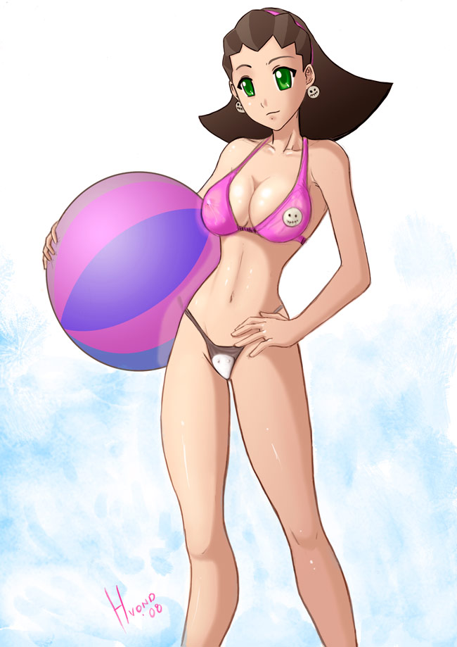 beach_ball beachball bikini green_eyes hvond mega_man tagme tron_bonne
