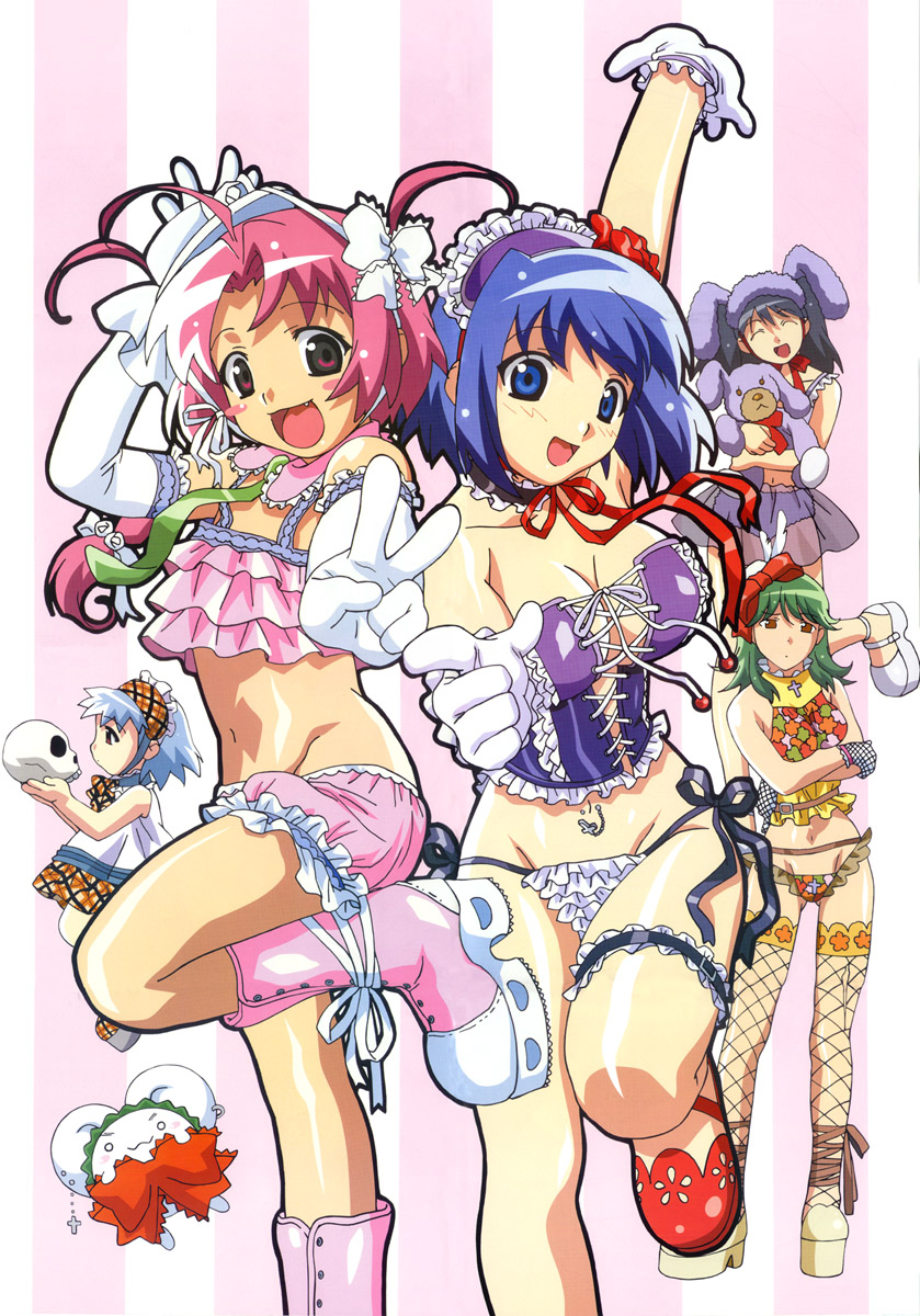 5girls :&lt; :3 :d ^_^ age_difference ahoge akiba_megumi animal_ears ankle_ribbon aqua_hair bangs bare_shoulders beads big_breasts bloomers blue_eyes blue_hair blush blush_stickers boots bow bra braid breasts bridal_garter buckle bunny_ears camisole chemise choker cleavage closed_eyes clothing corset crop_top cross cross-laced_clothes cross_earrings crossed_arms detached_sleeves dress earrings elbow_gloves fake_animal_ears fang female fishnet_gloves fishnet_legwear fishnet_stockings fishnet_thighhighs fishnets flipped_hair footwear foreshortening frilled_panties frilled_underwear frills front-tie_top garter gloves green_hair grey_hair groin hair_bow hair_ornament hair_ribbon hairband halterneck happy head_tilt high_resolution hip_focus hips holding huge_breasts in_profile jewelry kemonomimi_mode knee_boots kokubunji_koyori lace latin_cross leg_garter leg_lift leg_ribbon leg_up lingerie lolita_hairband long_hair looking_at_viewer low-tied_long_hair lowleg lowleg_panties magazine_(source) magazine_scan megami megami_magazine midriff mound_of_venus mugimaru multicolored multicolored_bra multicolored_clothes multicolored_panties multiple_girls nakahara_komugi navel navel_piercing necktie nurse_witch_komugi-chan nurse_witch_komugi-chan_magikarte o_o official_art one_arm_up one_leg_raised open-mouth_smile open_mouth outstretched_arm panties parted_bangs pettanko piercing pink_boots pink_eyes pink_footwear pink_hair plaid platform_footwear pointing pointing_at_viewer potential_duplicate red_eyes ribbon sakurai_asuka satou_riku satou_taka scan see-through shoes short_dress short_hair side-tie_panties silver_hair simple_background skull small_breasts smile standing standing_on_one_leg stockings strapless string_panties striped striped_background stuffed_animal stuffed_bunny stuffed_toy tied_hair tokisaka_runa torn_clothes torn_legwear torn_thighhighs transparent_clothes twin_tails two_side_up underwear underwear_only v vertical-striped_background vertical_stripes white_gloves white_hair white_panties white_underwear