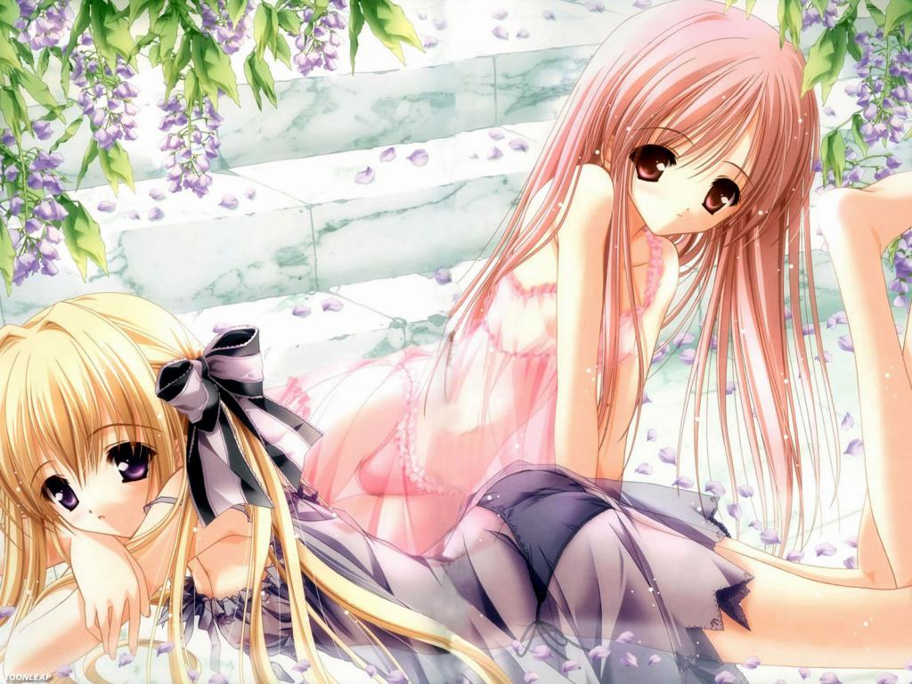 2_girls 2girls :o arched_back arm_pillow arm_support ass back bangs barefoot black_panties blonde_hair blush bow breasts cafe_little_wish chemise cleavage covered_erect_nipples crossed_arms crossed_legs duplicate embarrassed feet female_only flat_chested flower frilled_panties frills frown hair_between_eyes hair_bow hair_intakes hentai karen_(cafe_little_wish) kneepits lace leaf leaning legs legs_up lingerie long_hair looking_at_viewer looking_back lying merun multiple_girls nipples no_bra official_art official_wallpaper on_side on_stomach panties petals pink_eyes pink_hair pink_panties purple_eyes red_eyes ribbon see-through side-tie_panties sideboob sidelocks sitting small_breasts soles stairs strap_slip take_your_pick thigh_gap thighs tinker_bell_(artist) underwear underwear_only very_long_hair wallpaper watermark wisteria
