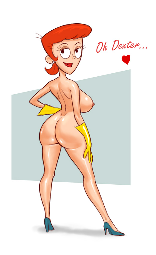 ass big_ass breasts bubble_butt dexter's_laboratory dexter's_mom erect_nipples gloves high_heels milf muttonfed nipples nude pose red_hair shiny sideboob smile solo uncensored wide_hips