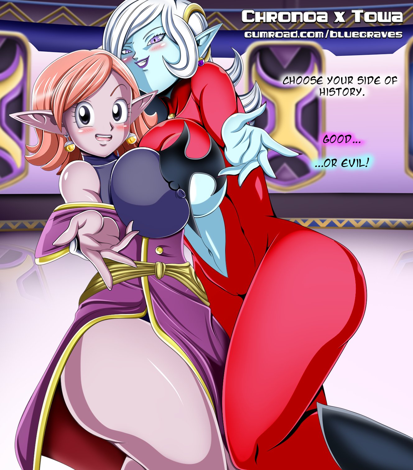 1girl ass ass_focus back_view bent_over big_ass big_breasts big_thighs black_eyes black_hair bluegraves breasts censored chronoa cleavage clothed curvaceous curvy curvy_figure dragon_ball dragon_ball_super dragon_ball_xenoverse from_behind from_behind_position hips legs long_hair looking_at_viewer looking_back open_mouth revealing_clothes skirt skirt_lift skirt_up smile supreme_kai_of_time sweat sweatdrop sweaty sweaty_ass thick thick_thighs thighs towa upskirt wide_hips