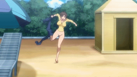 1girl amaha_masane animated animated_gif anime beach black_eyes black_hair bouncing_breasts breasts brown_eyes brown_hair chair edit erect_nipples female full_body gif hairless_pussy hips huge_breasts large_breasts lounge_chair lowres makoto_uno masane_amaha mound_of_venus navel nipples nude nude_filter open_mouth outdoors photoshop pussy running sandals short_hair solo talking tree uncensored undressing witchblade wristband