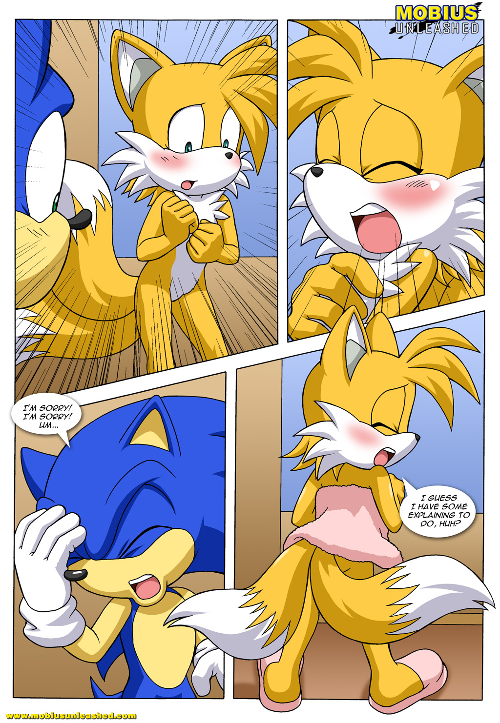bbmbbf canine comic covering_self fox genderswap hedgehog male male/female miles_"tails"_prower millie_tailsko mobius_unleashed palcomix sega sonic sonic_(series) sonic_*(series) sonic_the_hedgehog sonic_the_hedgehog_(series) tail tails_tales text