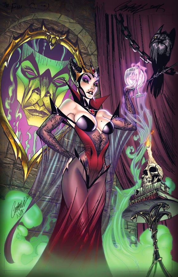 candle crossover crow disney j._scott_campbell magic magic_mirror maleficent nei_ruffino queen_grimhilde skull sleeping_beauty snow_white_and_the_seven_dwarfs solo standing tagme witch