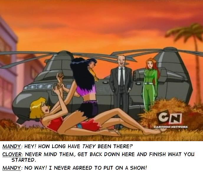 alex_(totally_spies) clover_(totally_spies) jerry_(totally_spies) jerry_lewis mandy_(totally_spies) mandy_luxe sam_(totally_spies) screenshot totally_spies