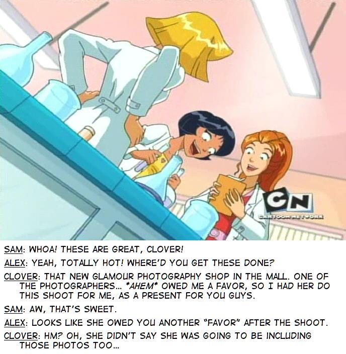 alex_(totally_spies) clover_(totally_spies) english_text sam_(totally_spies) screenshot text totally_spies