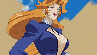 1girl animated animated_gif armpits bare_shoulders big_breasts bouncing_breasts breasts cleavage ekaterina erect_nipples female gif godannar goddannar green_eyes hair huge_breasts large_breasts lipstick long_hair long_sleeves looking_at_viewer lowres makeup mound_of_venus navel nipples nude open_mouth orange_hair self_clothes_tearing shinkon_gattai_godannar!! solo teeth torn_clothes undressing