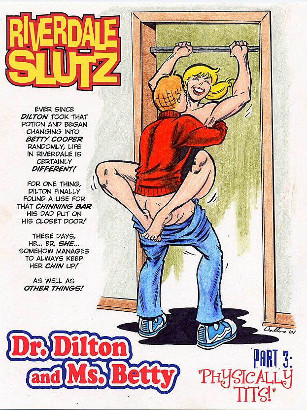 adam_walters archie_andrews archie_comics betty_cooper blonde_hair chinning_bar closed_eyes comic dilton_doiley nude pants_down red_hair sex smile tebra