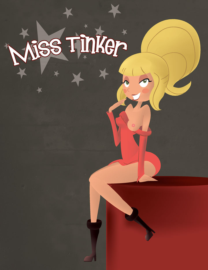 a_kind_of_magic blonde_hair blush_stickers boots miss_tinker monkeycheese nipple off_shoulder smile sweater