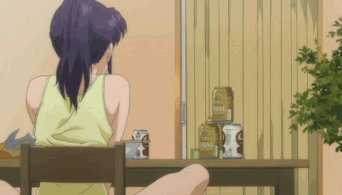 2girls alcohol alternate_hairstyle animated animated_gif anime ass asuka_langley_souryuu beer bird bouncing_breasts breasts can cap censored chair convenient_censoring curtains drinking_straw evangelion:_2.0_you_can_(not)_advance fanservice gif indoors long_hair looking_down misato_katsuragi multiple_girls neon_genesis_evangelion novelty_censor nude penguin penpen rebuild_of_evangelion scared screencap screenshot sitting spread_legs table text