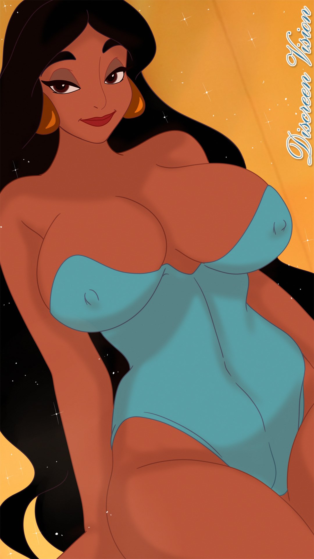1girl aladdin_(series) bedroom_eyes black_eyes black_hair disney female_only gigantic_ass gigantic_breasts horny horny_face hourglass_figure inusen princess_jasmine sexy sexy_ass sexy_body sexy_breasts