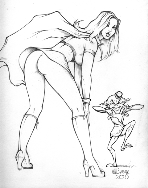 2010 bivouac boots cape dc_comics giantess gloves high_heels linda_danvers miniskirt monochrome mxyzptlk no_panties open_mouth panties supergirl superheroine superman_(series)
