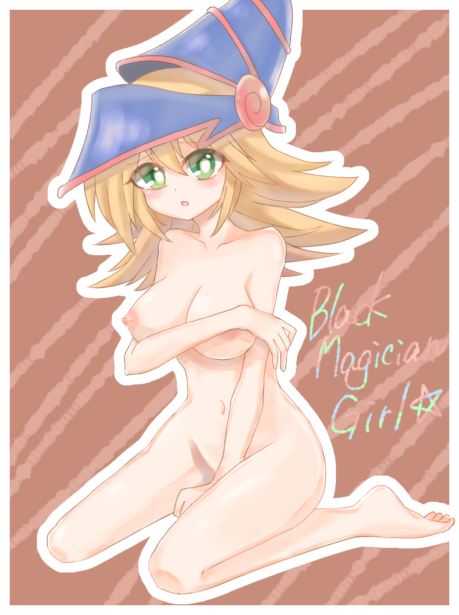 1girl dark_magician_girl konami nipples nude yu-gi-oh! yuu-gi-ou_duel_monsters