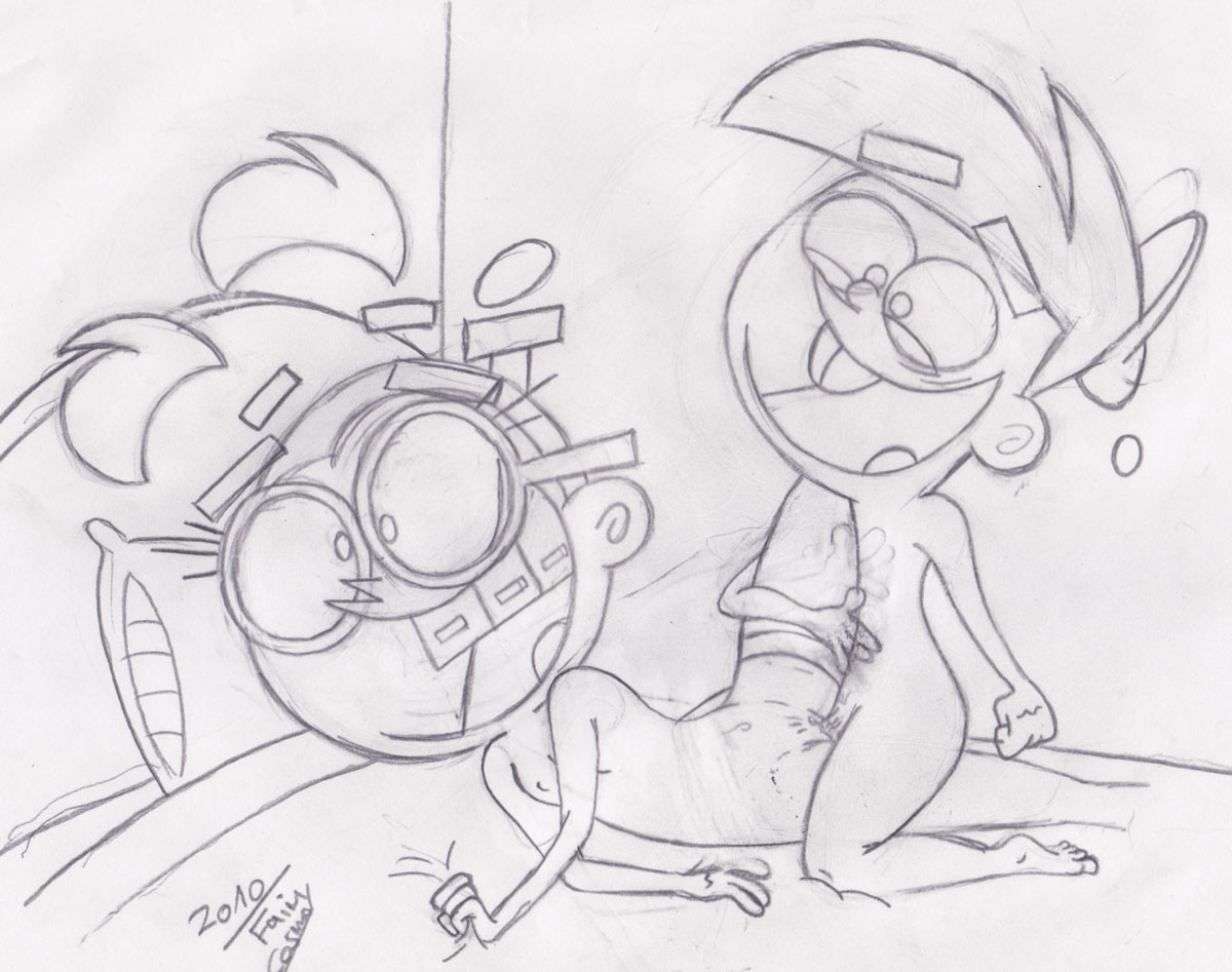 2010 fairycosmo fairycosmo_(artist) glasses monochrome the_fairly_oddparents timmy_turner tootie vaginal
