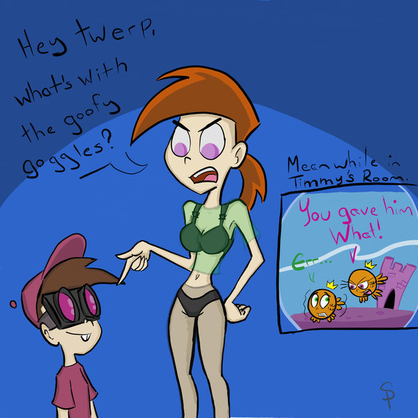 5uonevar bra cosmo cosmo_(fop) crown goggles goldfish panties pantyhose pink_hat purple_eyes red_hair the_fairly_oddparents timmy_turner vicky vicky_(fop) wanda wanda_(fop) x-ray x-ray_goggles