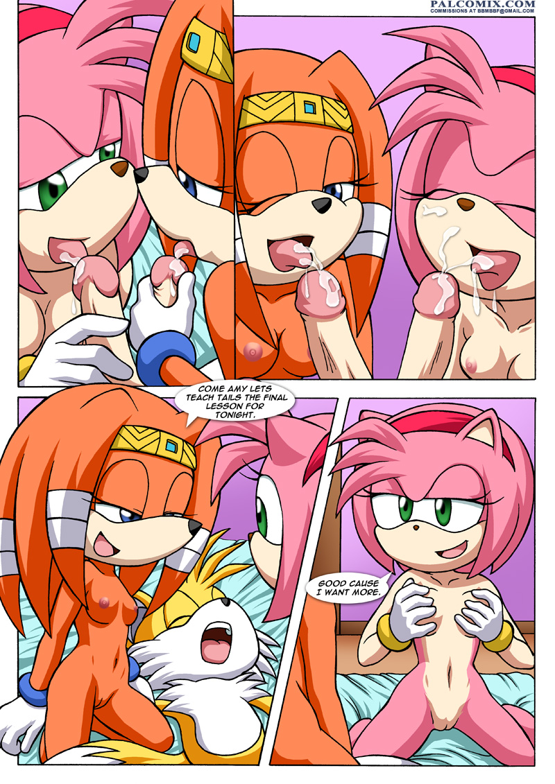 1boy 2girls amy_rose bbmbbf comic cum group_sex miles_"tails"_prower mobius_unleashed multiple_girls navel nipples nude palcomix pussy sega sonic_(series) sonic_adventure sonic_project_xxx_3 sonic_the_hedgehog_(series) text tikal_the_echidna