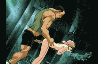 1boy 1girl anal animated animated_gif ass bandanna barefoot bent_over black_hair blonde_hair braid breasts clenched_teeth cloaca clothed_male_nude_female cum doggystyle dutch_angle gif large_penis long_hair lowres muscle nipples nude nymphs_of_the_stratosphere open_mouth orgasm outdoors penis pussy_juice rape ruins sex shorts spread_legs straddling stratosphere_no_yousei teeth uncensored upright_straddle