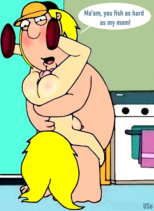 american_dad blushing crossover dialogue family_guy francine_smith puffy_pussy red_anus standing_69 uso_(artist)