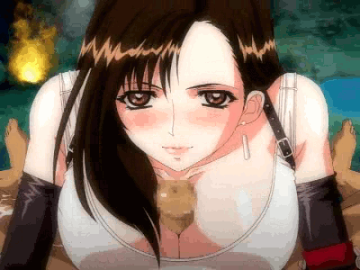 1boy 1girl animated between_breasts big_breasts black_hair blush bounce bouncing_breasts breasts brown_eyes brown_hair brunette censored cleavage clothed_female_nude_male clothed_sex covered_nipples earring earrings engulfing_paizuri erect_nipples final_fantasy final_fantasy_vii fire gif grinding hair hitsuki huge_breasts jewelry jiggle lips long_hair looking_at_viewer loop lowres massive_breasts nipples paizuri paizuri_lead_by_female paizuri_under_clothes penis pov sex smile tank_top tifa_lockhart under_clothes