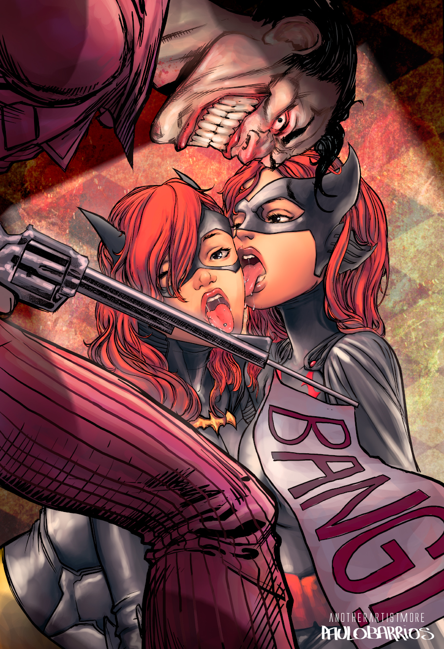 anotherartistmore_(artist) barbara_gordon batgirl batman_(series) batwoman dc dc_comics kate_kane lick piercing the_joker