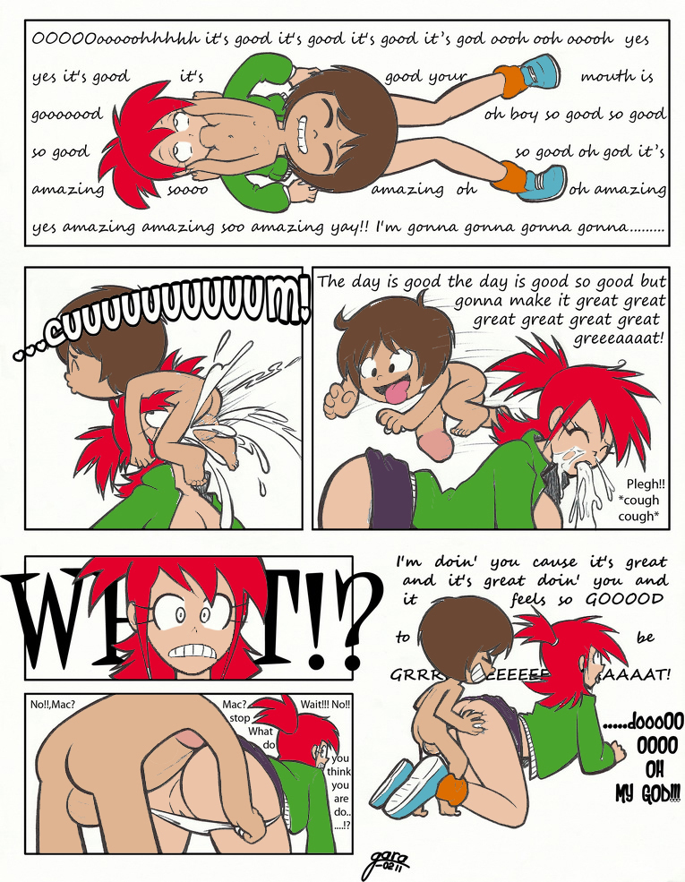 2011 anal ass ass_grab bent_over breasts brown_hair cartoon_network comic cum cum_drip cum_in_mouth cum_inside deepthroat doggy_position erection fellatio foster's_home_for_imaginary_friends frankie_foster from_behind garabatoz hair hairless_pussy hand_on_head internal_cumshot mac_(fhfif) nipples nude oral panties_pull penis ponytail pussy red_hair short_hair skirt_lift smile surprise testicles topless uncensored
