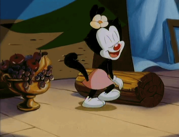 animaniacs ass ass_bounce bent_over cute dot_warner gif presenting smile tail twerking